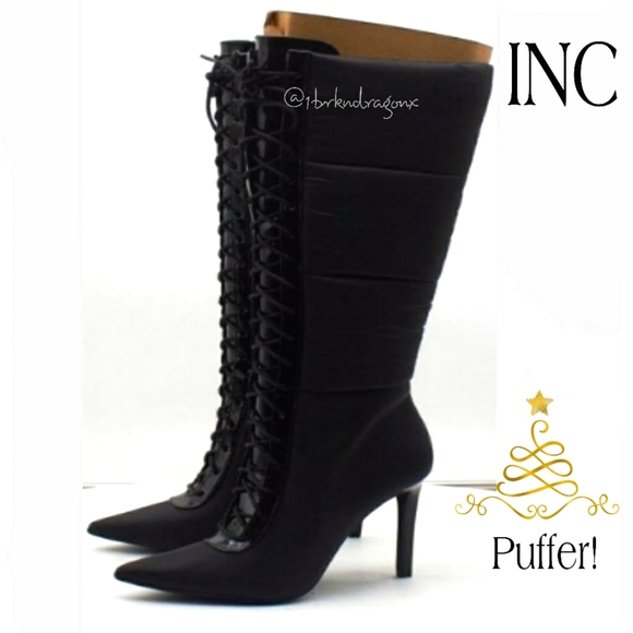 NIB INC Schutz Meredith Knee High Watetproof  Boots Puffer Lace up Stilletos NWT - Picture 12 of 16